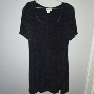 90s Black Sparkly Short Sleeve Dress
